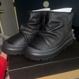 UGG Black Leather Ankle Boots